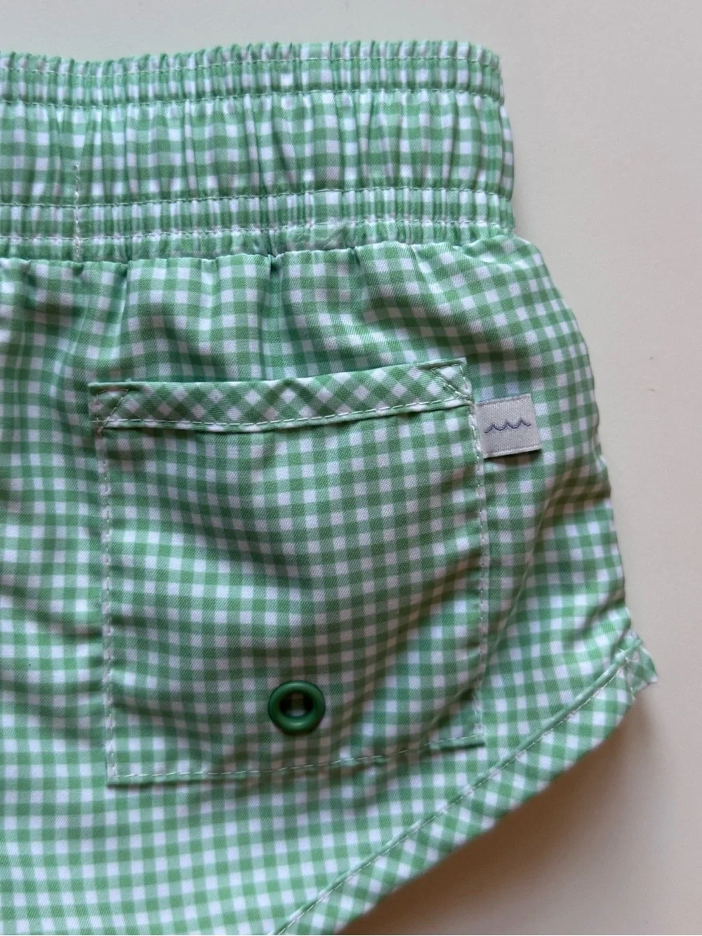 Minnow Boys Gustavia Green & White Gingham Boardie - Size 1T